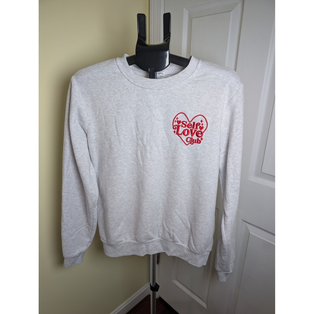 Better Together Crewneck Sweatshirt Women M Grey Self Love Club Heart Pullover